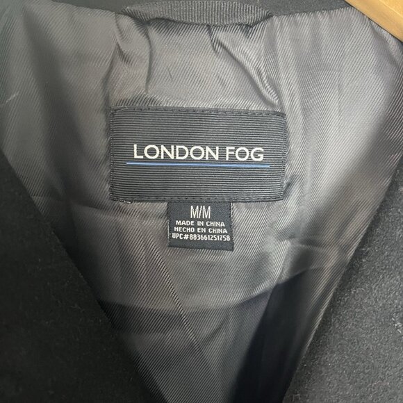 Men’s London Fog Wool Blend Black Pea Coat Sz M Jacket Academia Preppy Capsule - Picture 3 of 11